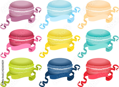 Set macaroon with ribbon
