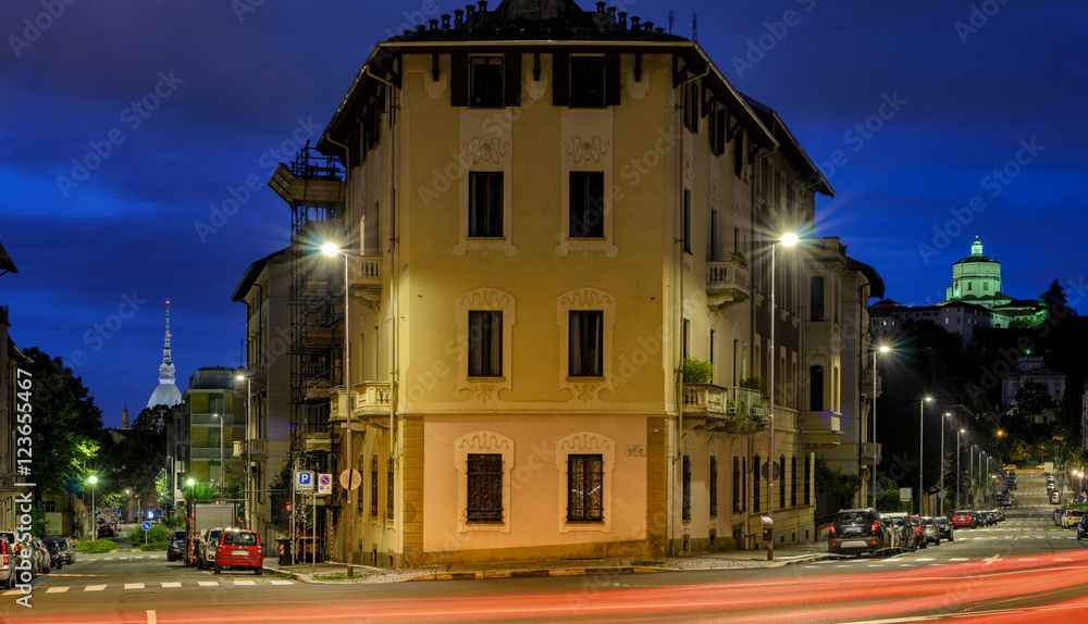 Turin, night scene with both the Mole Antonelliana and the Cappuccini Turin, night scene with both the Mole Antonelliana and the Cappuccini