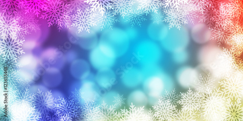 abstract light Bokeh background, Winter card with snowflakes, Christmas background © suwaruk
