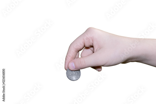 Hand gives coin