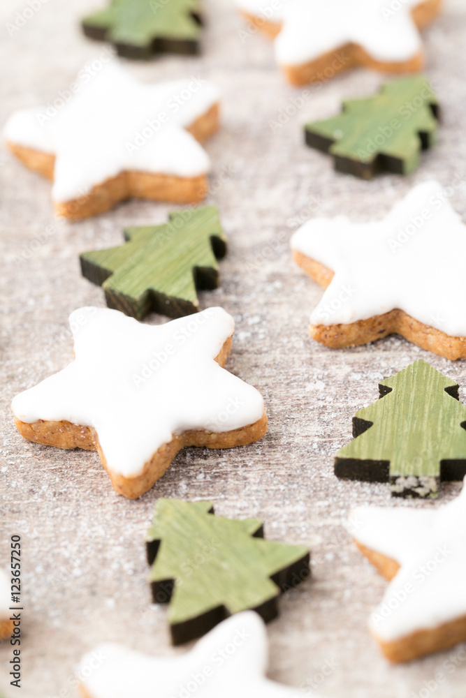 Christmas cookies with small christmas decoration. Christmas cookies with small christmas decoration.