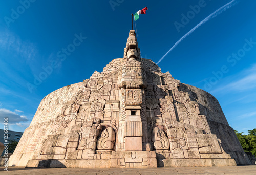 wide angle shot of Homeland Monument, Paseo Montejo, Merida Yucatan