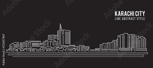 Cityscape Building Line art Vector Illustration design - Karachi city photo