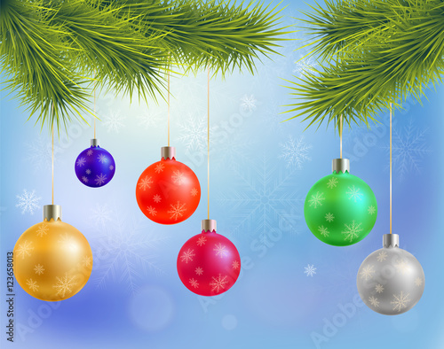 Christmas background with colorful balls