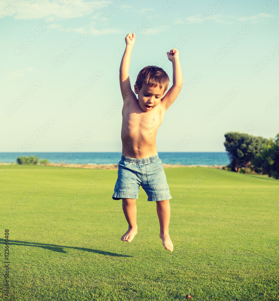 Happy children on summer vacation having fun and happy time