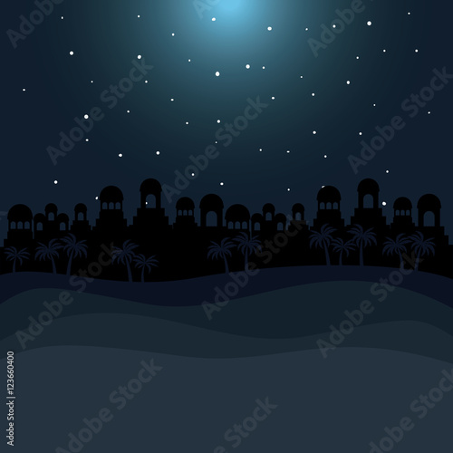 Bethlehem silhouette icon. Holy family and merry christmas season theme. Colorful design. Vector illustration