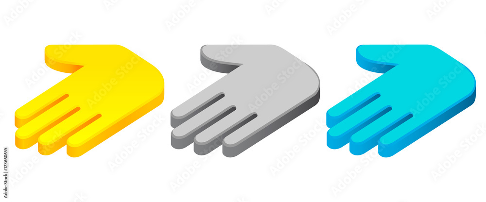 Obraz premium Isometric Giving Hands Gesture Icon Flat Retro Style