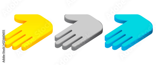 Isometric Giving Hands Gesture Icon Flat Retro Style