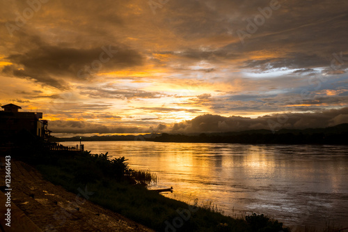 Silhouette, Viewpoint mekong river between the Chiang Khan distr photo