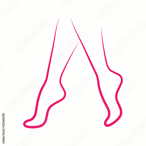 legs foot body skin care woman spa massage salon vector pink thin line icon