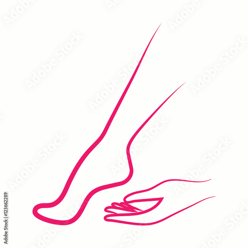 legs foot hand body skin care woman spa massage beauty salon vector pink thin line icon