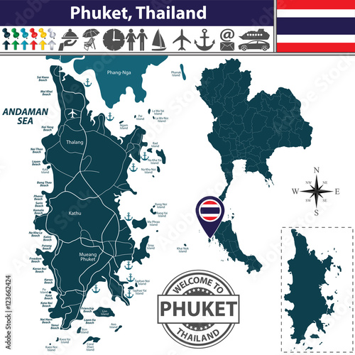 Map of Phuket Province, Thailand