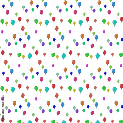 Vector illustration seamless pattern flying balloons of different colors,on a white background and without background