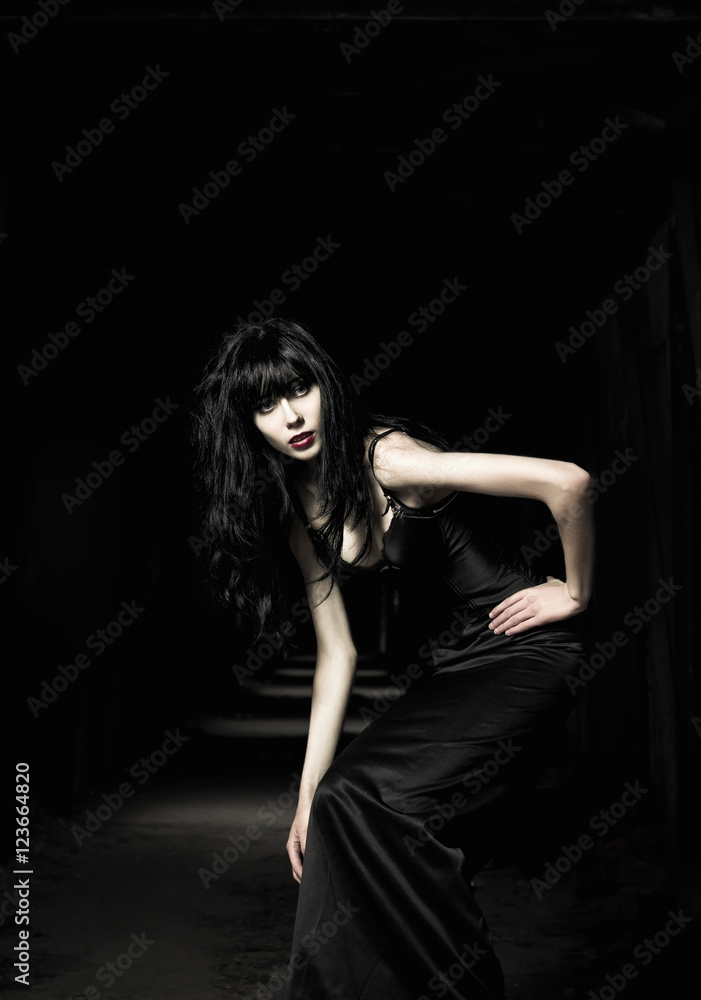 Beautiful goth girl among the dark Beautiful goth girl among the dark