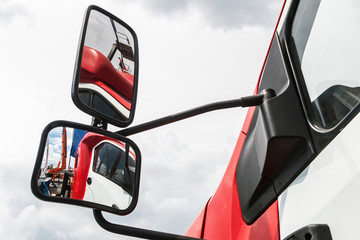 rear-view mirror on the truck 