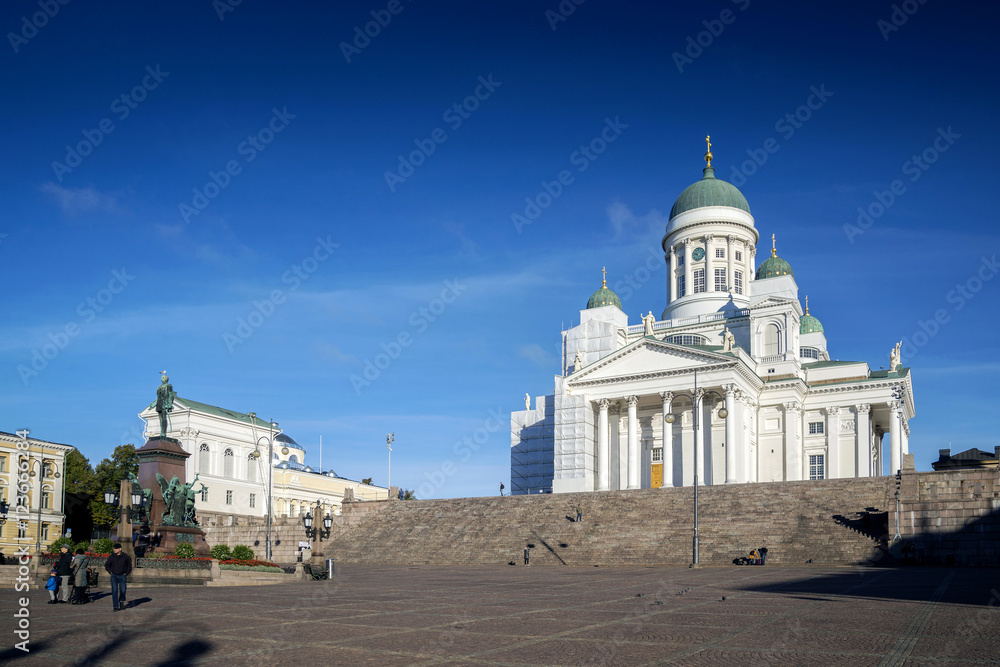 Senate square and city cathedral in helsinki finland