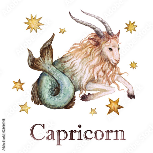 Quadro su tela Zodiac sign - Capricorn.
Watercolor Illustration.