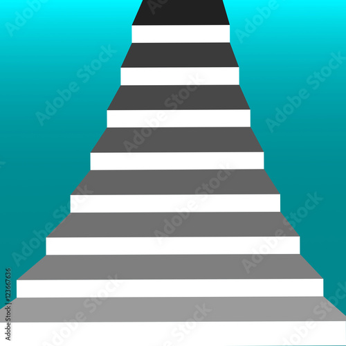 A grey stairway with turquoise background