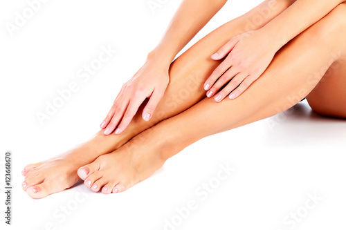 Woman s legs and hands
