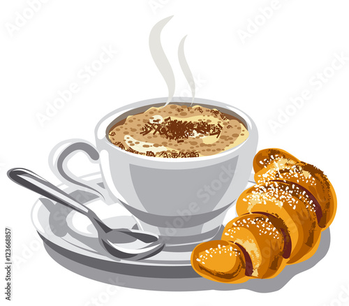 cappuccino coffee and croissant