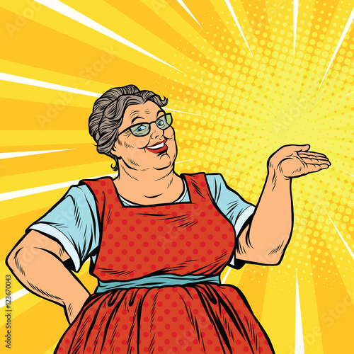 Joyful woman grandma promoter