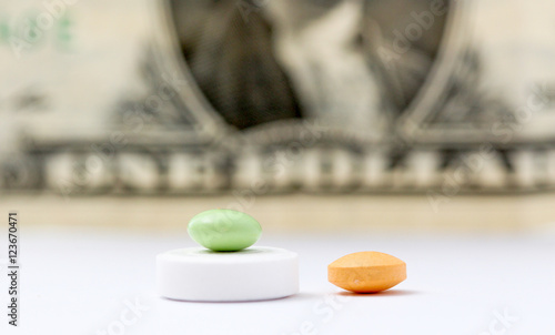 various pills, tablettes,capsules on whte background photo