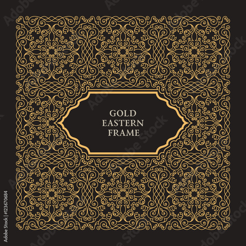 Eastern Gold Arabic Vector Lines Design Templates Muslim Floral Frame For Card And Postcard Stock Vector Adobe Stock