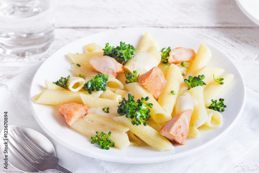 pasta penne with chicken, broccoli and cheese pasta penne with chicken, broccoli and cheese
