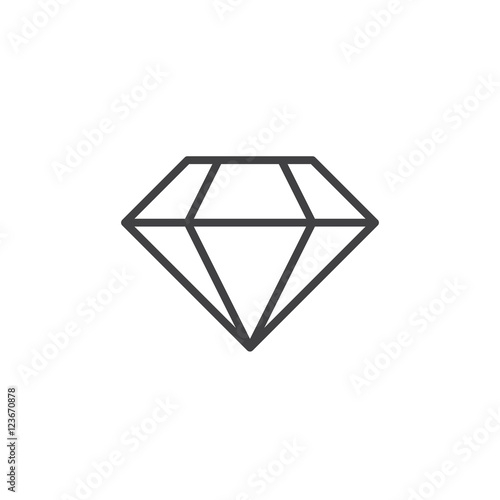 Diamond line icon, brilliant outline vector logo illustration, linear pictogram isolated on white
