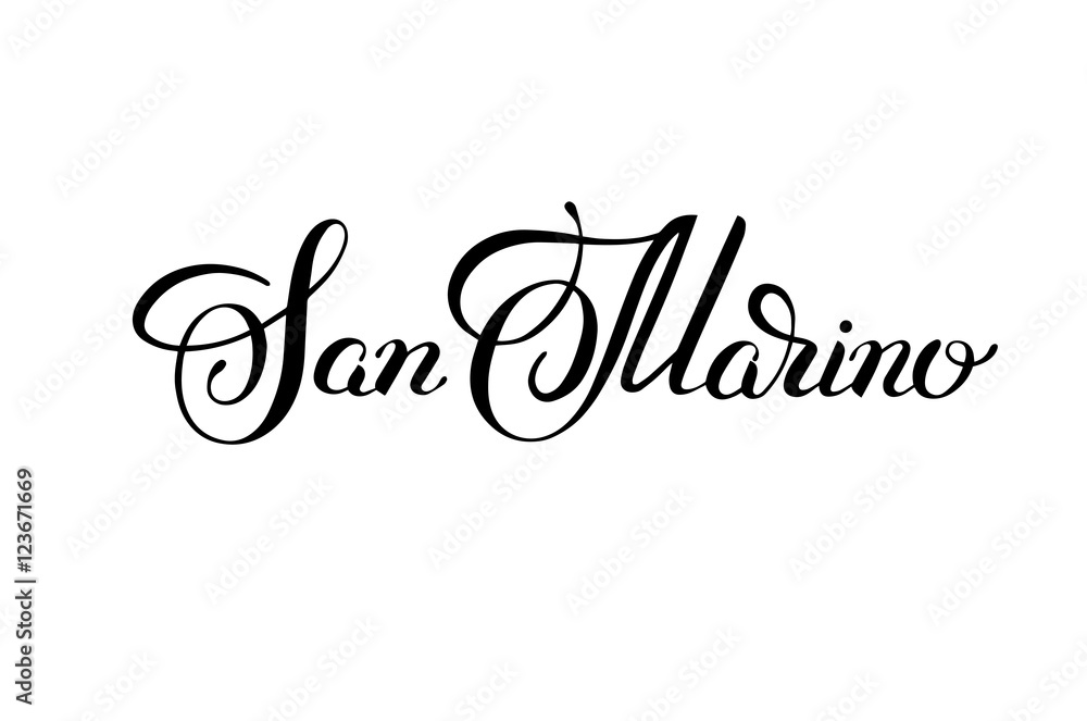 black ink hand lettering inscription San Marino isolated on whit black ink hand lettering inscription San Marino isolated on whit