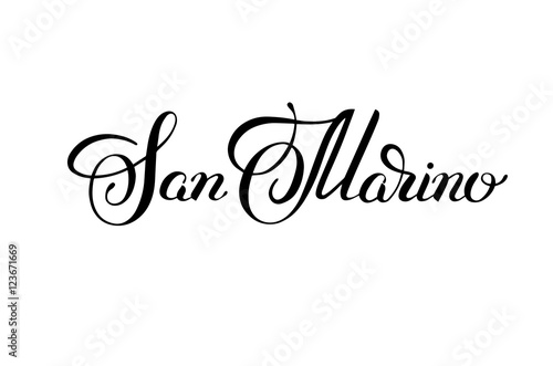 black ink hand lettering inscription San Marino isolated on whit