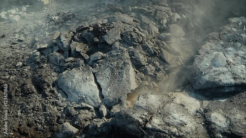 Aerial Shot of Destructed Ground and Rocks after Mining Explosion