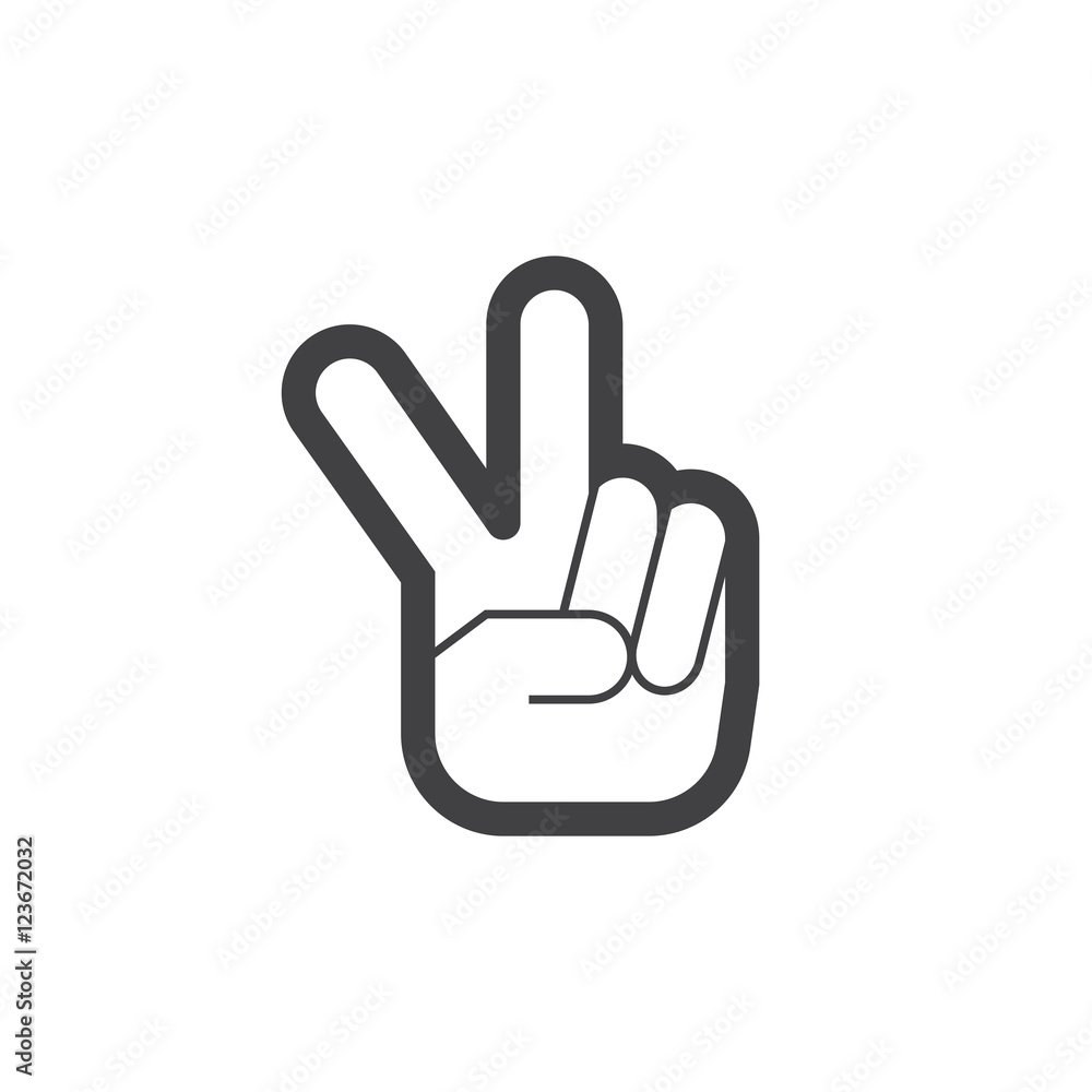 Hand peace symbol. line icon, outline vector logo illustration, linear pictogram isolated on white Hand peace symbol. line icon, outline vector logo illustration, linear pictogram isolated on white