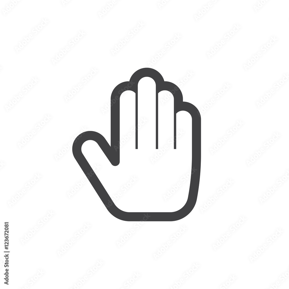 Hand symbol. Line icon, outline vector logo illustration, linear pictogram isolated on white Hand symbol. Line icon, outline vector logo illustration, linear pictogram isolated on white