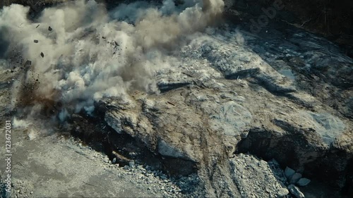 Aerial Shot of Controlled Mining Explosion