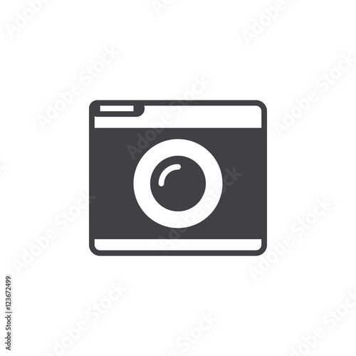 Retro camera icon vector, solid logo illustration, pictogram isolated on white