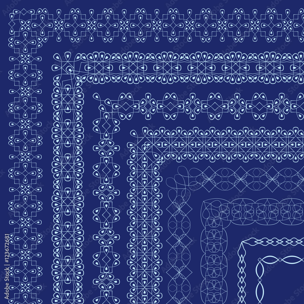 Vector ornate borders with outside corners in Eastern style.