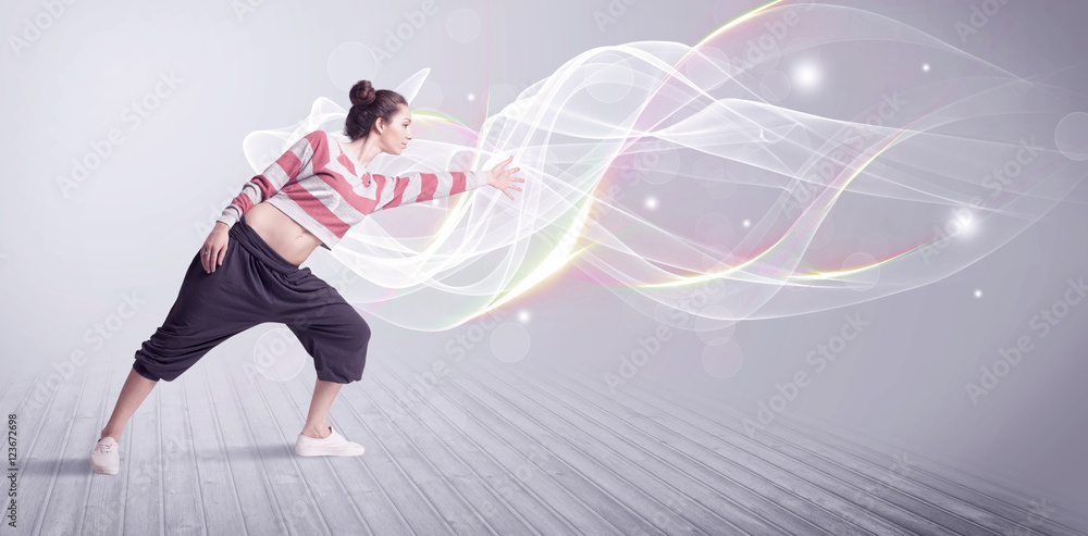 Obraz premium Urban breakdancer dancing with white lines