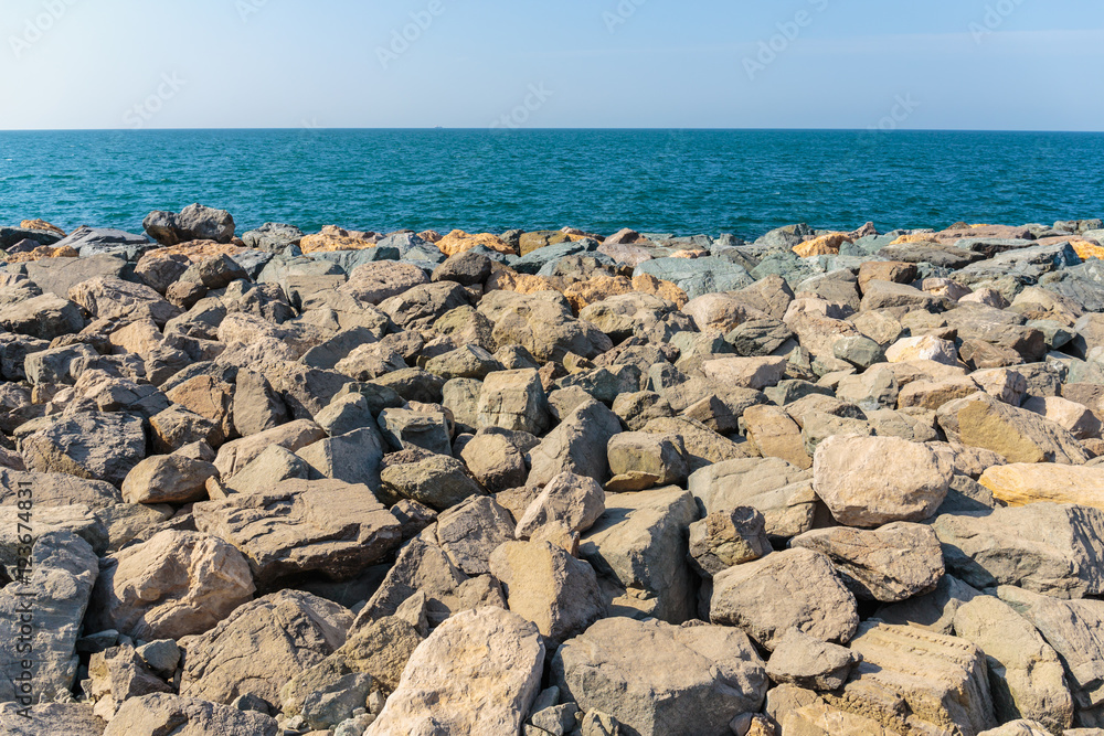 Large granite rocks on the coast Large granite rocks on the coast
