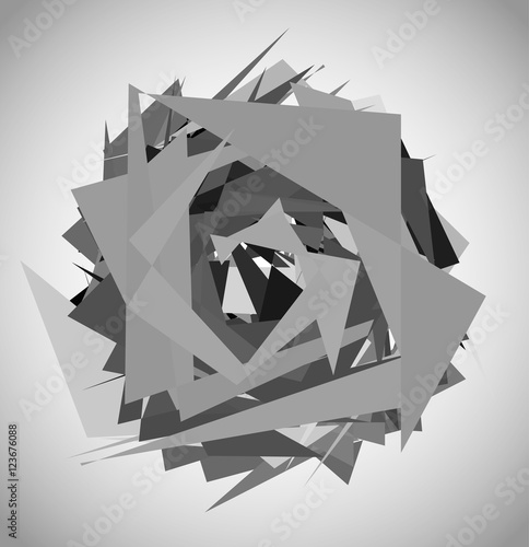 Abstract geometric art with random, unsettled edgy shapes