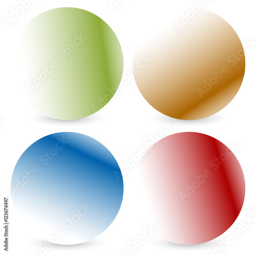 Bright colorful button, badge shapes with shadow photo