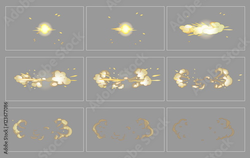 Fog side explosion special effect animation frames