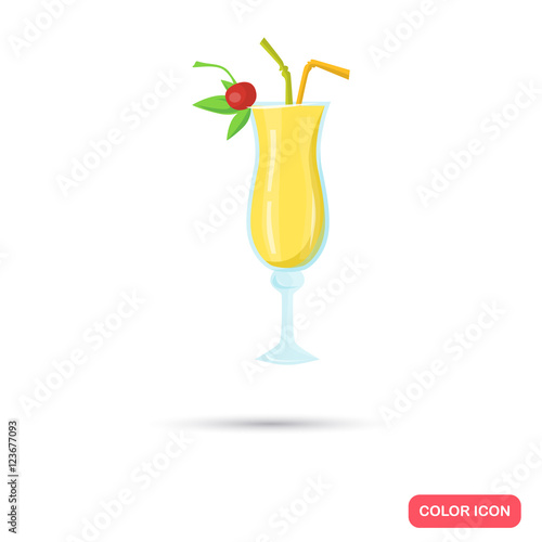 Color flat alcohol cocktail icon. Flat design