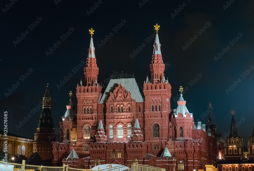 The State Historical Museum on Red Square, Moscow, Russia