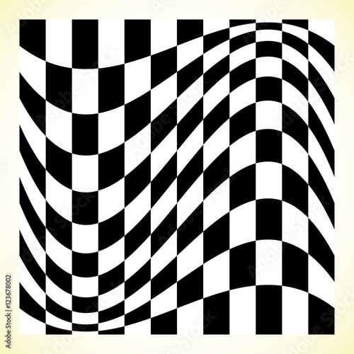 Checkered pattern (chess board, checker board) with distortion