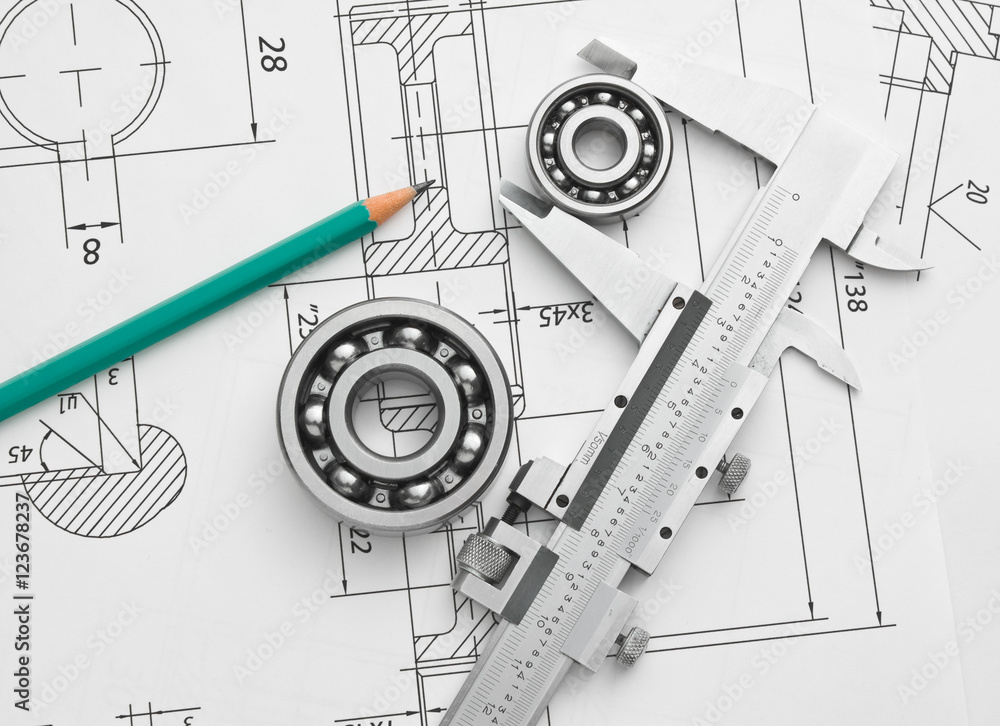 technical drawing and bearing technical drawing and bearing