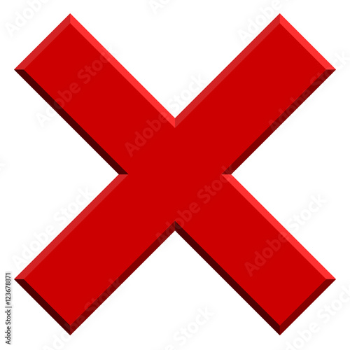 X letter, X shape with bevel effect. Prohibition, restriction, d