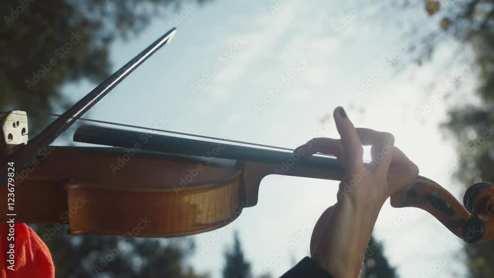 Closeup of fingers of the musician. Finger violinist. Hands of a