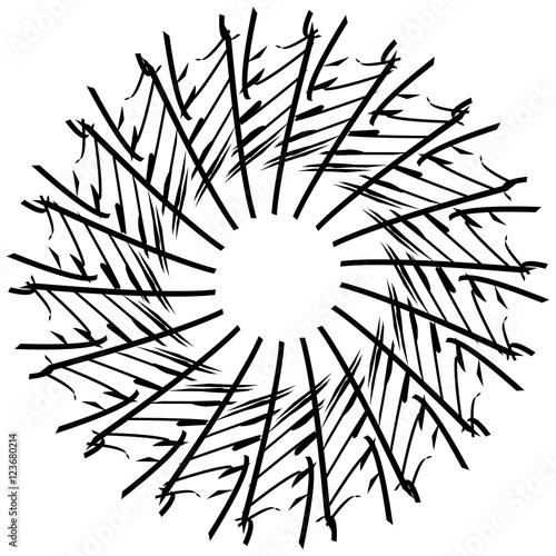 Geometric circle element. Circular graphic with geometric lines.