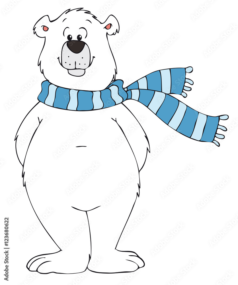 Fototapeta premium Süßer Eisbär mit Schal